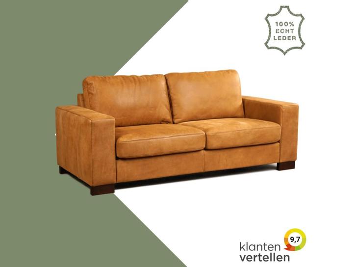 Leren bank Enjoy - 2,5 zits - Kenia Cognac (cognac) - Poten, Antiek en Kunst, Antiek | Meubels | Stoelen en Sofa's, Ophalen of Verzenden