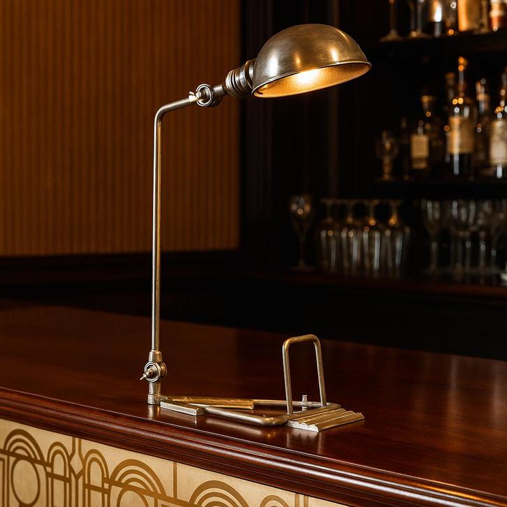 Tafel en bureaulampen Messing Tafellamp Harvard Antiek Zilve, Huis en Inrichting, Lampen | Tafellampen, Verzenden