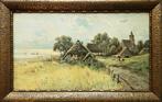 Walter Moras (1856-1925) - Landschap met boerderij bij een, Antiek en Kunst