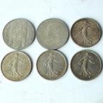 Frankrijk. Lot of 6 silver coins (5 Francs & 100 Francs), Timbres & Monnaies
