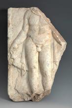 Oud-Romeins Marmer Erotisch reliëf met een naakte, Verzamelen