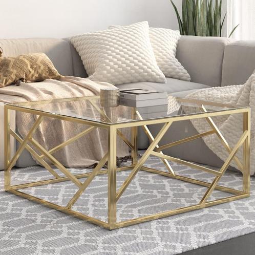 vidaXL Salontafel roestvrijstaal en gehard glas goudkleurig, Huis en Inrichting, Tafels | Salontafels, Nieuw, Verzenden