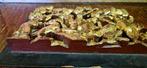 Antiek Chinees handgegraveerd gouden houten wandpaneel -