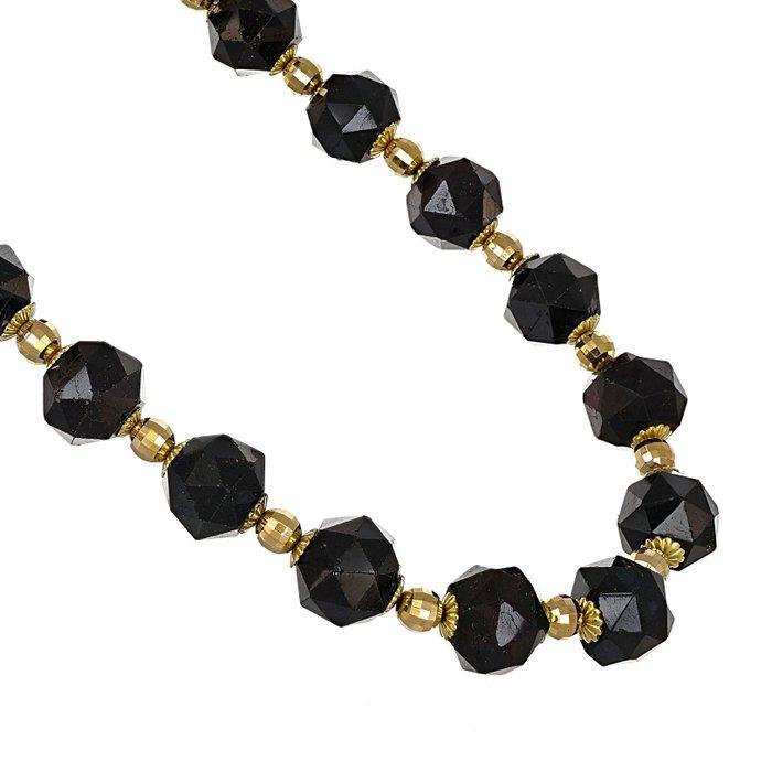 Halsketting - 18 karaat Geel goud Onyx, Handtassen en Accessoires, Kettingen