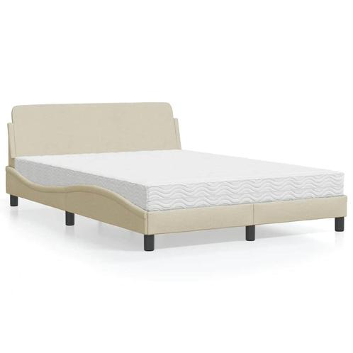 vidaXL Bed met matras stof crèmekleurig 120x200 cm, Huis en Inrichting, Slaapkamer | Bedden, Nieuw, Verzenden