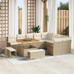 vidaXL 12 Delige Tuin Sofa Set met Kussens in Beige van Poly, Verzenden, Nieuw