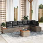 vidaXL Tuinbank Set met kussen 7 pcs Grijs Poly rattan, Verzenden, Nieuw