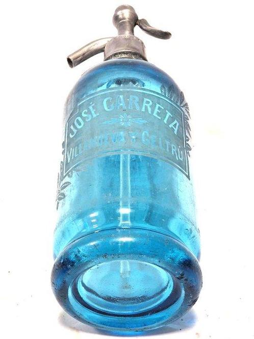 Fles - blauwe collectie sifon merk door het zuur en loden, Antiek en Kunst, Antiek | Wandborden en Tegels