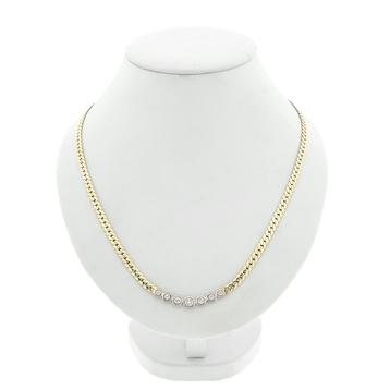Gouden platte gourmet schakel collier met diamant; 0,50 c... beschikbaar voor biedingen