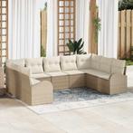 vidaXL Bankstel met kussen 9 pcs Beige Poly Riet, Tuin en Terras, Verzenden, Nieuw
