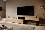 TV-Meubel mat zwart 215x43x31 uitschuifbaar tot 300 cm, Huis en Inrichting, Kasten |Televisiemeubels, Nieuw, Overige materialen