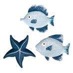 Maritiem metalen sealife vissen + zeester, 2,7cm, 3 soorten,, Nieuw