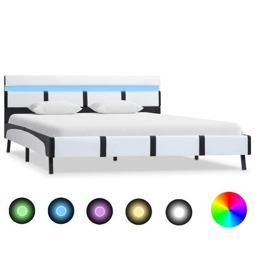 vidaXL Cadre de lit avec LED Blanc Similicuir 120 x 200, Huis en Inrichting, Slaapkamer | Bedden, Verzenden
