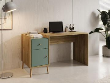 Meubella bureau eiken groen 140 cm | Werkplek | 1 lade, Verzenden