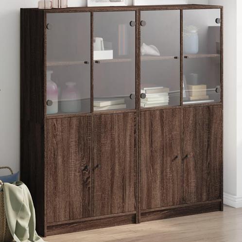 vidaXL Boekenkast met deuren 136x37x142 cm hout bruin, Maison & Meubles, Armoires | Dressoirs, Envoi