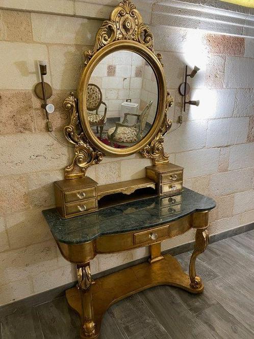 Armoire - toilette in foglia oro - Bois, Antiquités & Art, Antiquités | Autres Antiquités