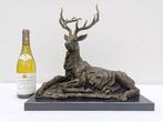 sculptuur, Edelhert - Stag - 44 cm - Brons, Marmer