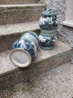 dekselvaas (2) - Keramiek - Paar keramische vazen