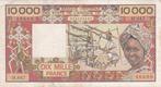 West African States P 109aj 10 000 Francs Nd 1977-92 Vf, Verzenden, België