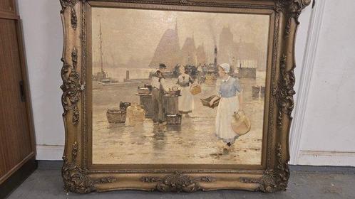 Poolse school (XIX) - Pair of Harbor Scenes, Antiek en Kunst, Kunst | Schilderijen | Klassiek