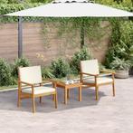 vidaXL Tuinstoel met kussen 2 pcs Bruin Massief acaciahout, Verzenden, Nieuw