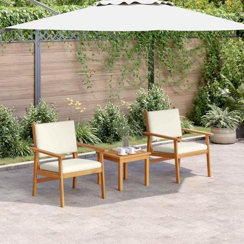 vidaXL Tuinstoel met kussen 2 pcs Bruin Massief acaciahout, Tuin en Terras, Tuinsets en Loungesets, Nieuw, Verzenden