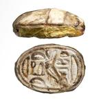 Oud-Egyptisch Steatiet en goud Scarabee met hiërogliefen en