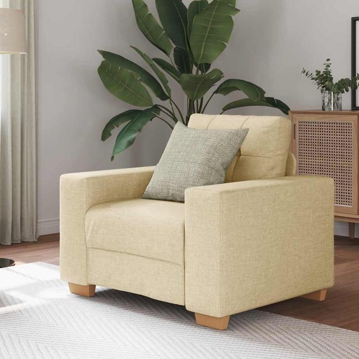 vidaXL Fauteuil Crème 60 cm Stof, Huis en Inrichting, Zetels | Zetels, Nieuw, Verzenden