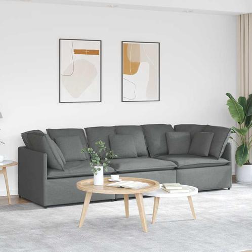 vidaXL Modulaire bank met kussens stof donkergrijs, Huis en Inrichting, Zetels | Zetels, Nieuw, Verzenden