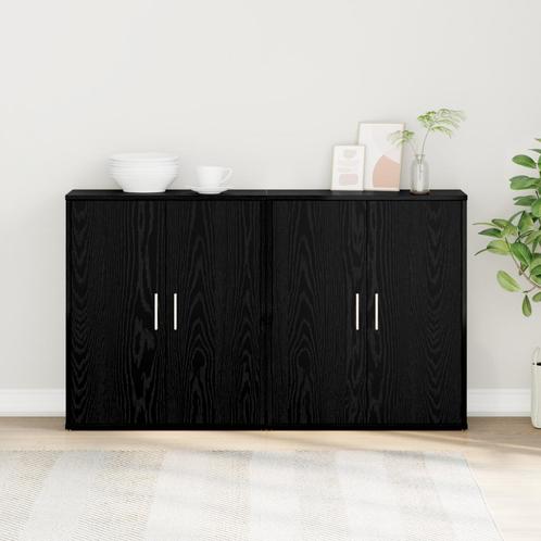 vidaXL Highboard 2 pcs Zwart eiken 60 x 31 x 70 cm Bewerkt, Huis en Inrichting, Kasten | Dressoirs, Nieuw, Verzenden