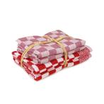 Keukenset Rood 2x Handdoek 50x50cm + 2x Theedoek 65x65cm - T, Nieuw, Verzenden, Theedoek of Handdoek, Overige kleuren