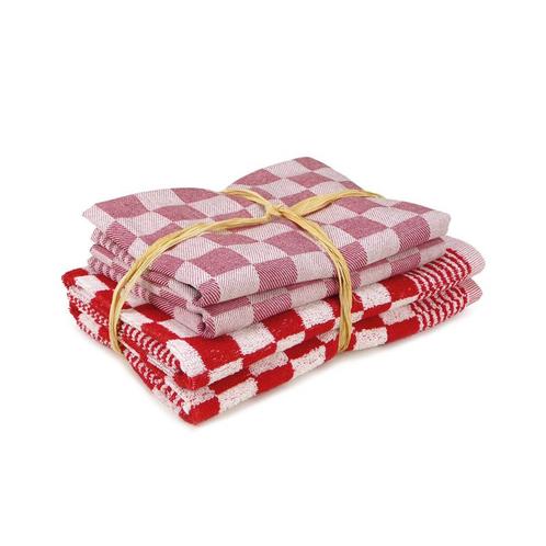 Keukenset Rood 2x Handdoek 50x50cm + 2x Theedoek 65x65cm - T, Huis en Inrichting, Keuken | Textiel, Theedoek of Handdoek, Overige kleuren