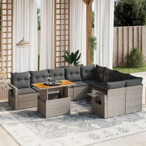 vidaXL Salon de jardin avec coussins 10 pcs gris résine, Jardin & Terrasse, Ensembles de jardin, Salons de jardin, Neuf, Envoi