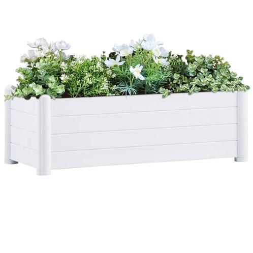 vidaXL Plantenbak verhoogd 100x43x35 cm PP wit, Tuin en Terras, Bloempotten, Nieuw, Verzenden