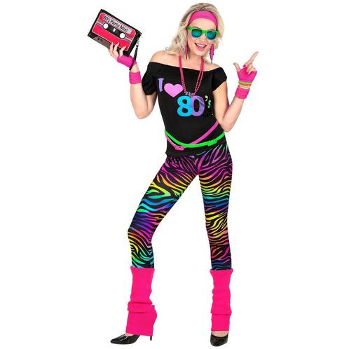 Neon 80S Kostuum Dames, Kleding | Dames, Carnavalskleding en Feestkleding, Nieuw, Verzenden