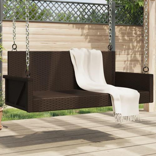 vidaXL Schommelbank 119x56x48 cm poly rattan bruin, Tuin en Terras, Tuinsets en Loungesets, Nieuw, Verzenden