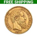 België. 20 Francs Belgium 20 Francs Leopold II Gold Coin