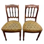 Chaise (4) - Velours - 4 chaises 800 italiennes noyer