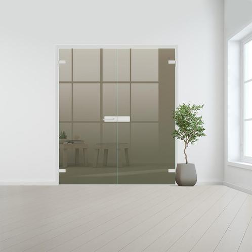 Glazen dubbele binnendeur voor opdek kozijn aluminium beslag, Bricolage & Construction, Fenêtres & Moustiquaires, Envoi