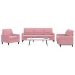 vidaXL 3-delige Loungeset met kussens fluweel roze, Huis en Inrichting, Zetels | Zetels, Verzenden, Nieuw