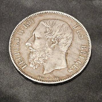 Belgique. Léopold II. 5 Francs 1865