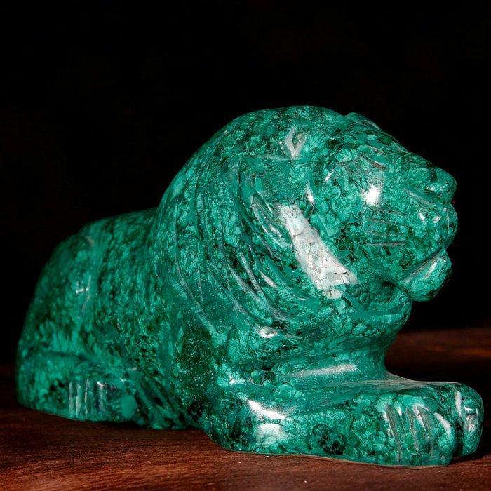 Malachite beelden Leeuw in malachiet: de majesteit van de, Collections, Minéraux & Fossiles