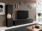 Meubella | Wandmeubel mat zwart Set van 2 TV-Meubel, Huis en Inrichting, Kasten | Wandmeubels, Nieuw, 150 tot 200 cm, 25 tot 50 cm