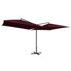 vidaXL Parasol double avec mât en acier 250 x 250 cm, Tuin en Terras, Parasols, Verzenden