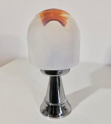 Tafellamp - Artistiek glas - Verchroomd staal - Geblazen