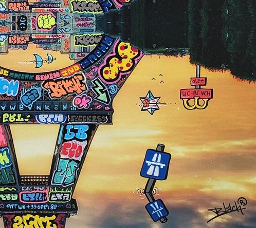 BLACH (Maxime Blachère ) - Tour Eiffel Reflexion Graffiti, Antiek en Kunst, Kunst | Schilderijen | Modern