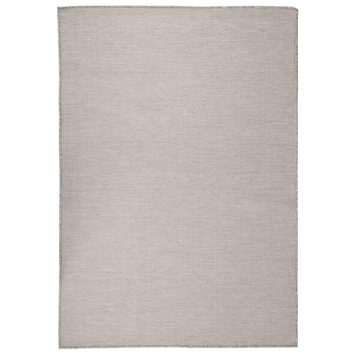 vidaXL Buitenkleed platgeweven 140x200 cm taupe, Huis en Inrichting, Stoffering | Tapijten en Vloerkleden, Nieuw, Verzenden