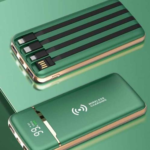 Universele 20.000mAh Powerbank - 4 Types Oplaadkabel -, Telecommunicatie, Powerbanks, Nieuw, Verzenden