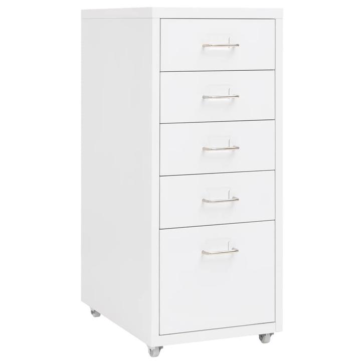vidaXL Ladeblok verrijdbaar 28x41x69 cm metaal wit, Huis en Inrichting, Kasten | Overige, Nieuw, Verzenden