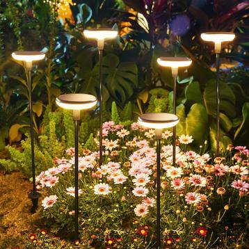 Buitenverlichting zonne-energie 6x Sunflower Solar Tuinlamp, Verzenden, Staande lamp